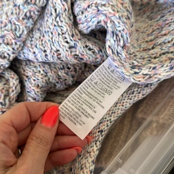 Denim & Co Womens Naturals Boatneck Sweater Top Multi Color Size XS Coastal - Picture 7 of 8